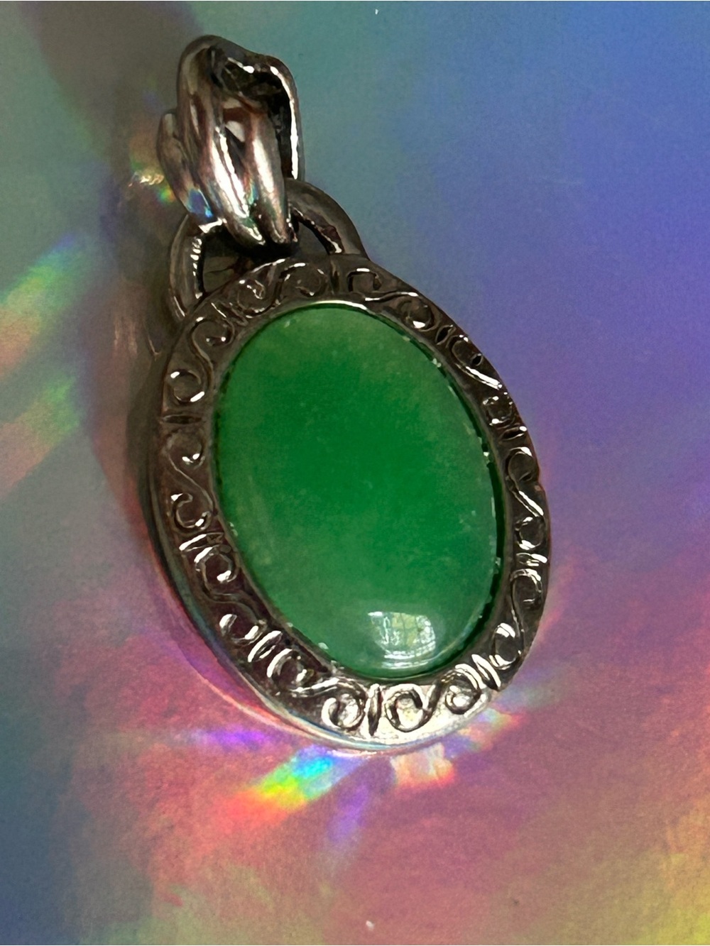 Jadeite Stone Pendant Vintage - Picture 3 of 8